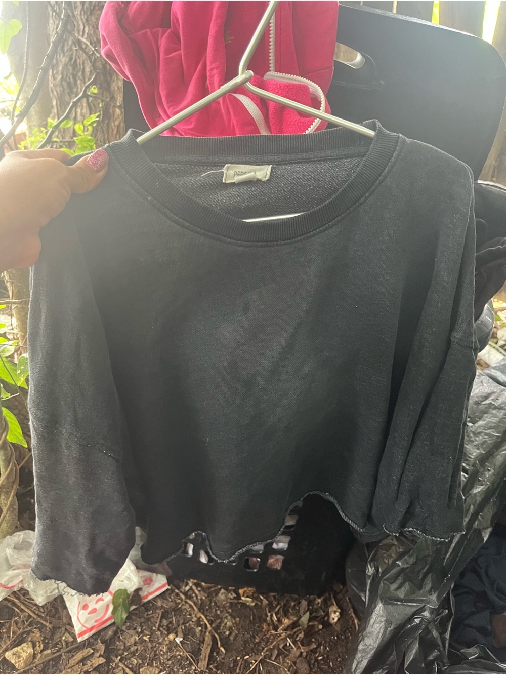 Washed Black Women's Crop Sweatshirt - Unbranded